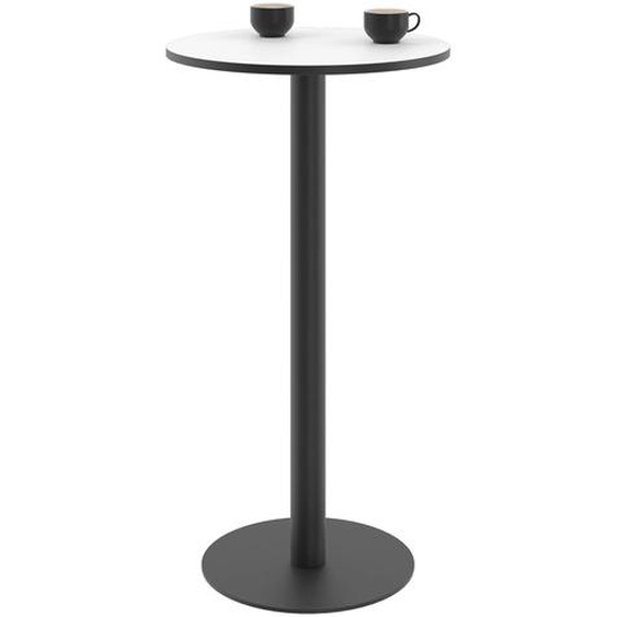 Paperflow Table haute de restauration ronde Mezzo plateau stratifié Blanc Diamètre 60 cm - Hauteur 110 cm - Pied central en acier Noir