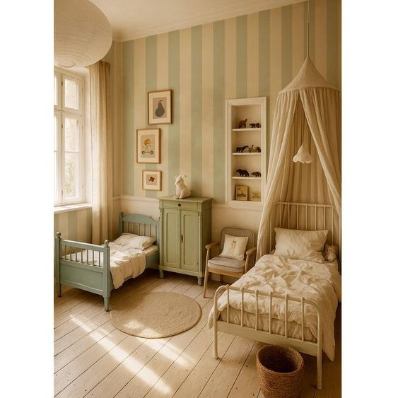 Papier Peint Enfant 100 X 280 Cm Vert, Beige