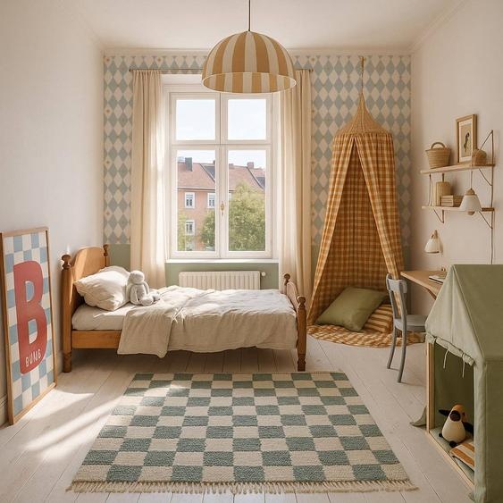 Papier Peint Enfant 50 X 280 Cm Bleu, Doré, Blanc