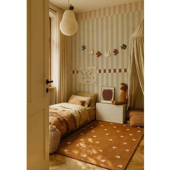 Papier Peint Enfants Rayures Aventure Retro 50 X 280 Cm Beige, Bleue