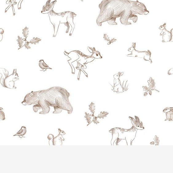 Papier peint FOREST FRIENDS blanc imprimé