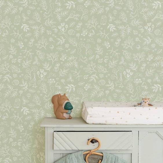 Papier peint  Forest Wonders Sage vert