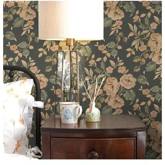 Papier peint Laura Ashley Alyworth Trail Fern 1005 x 52cm Ocre, vert sauge sur fond vert