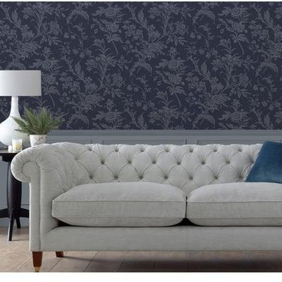 Papier peint Laura Ashley fleuri Lloyd Midnight 1005 x 52cm Bleu