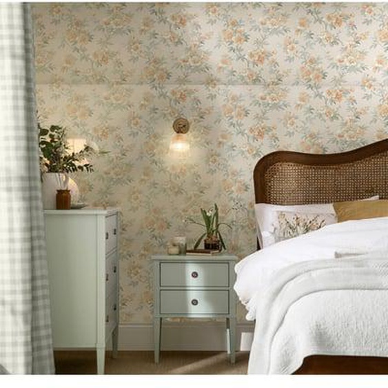 Papier peint Laura Ashley fleurs Rosamund Apricot 1005 x 52cm Orange