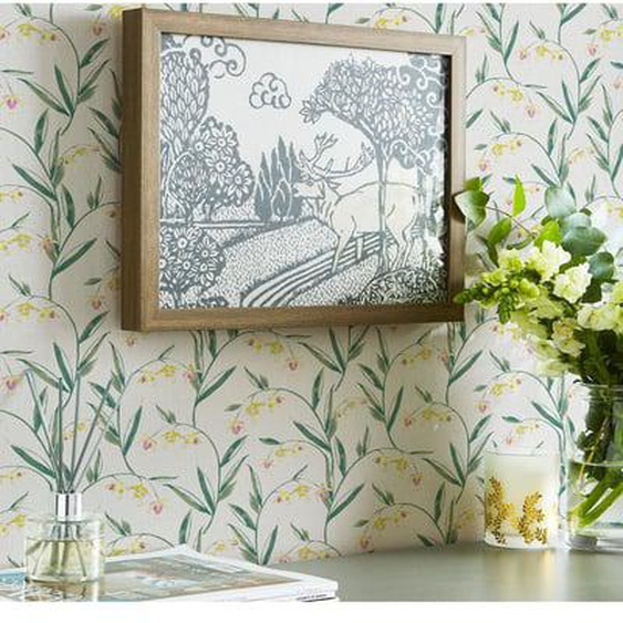 Papier peint Laura Ashley Fuchsia Fulwell Pale Slate 1005 x 52cm Jaune, vert, rose sur fond gris
