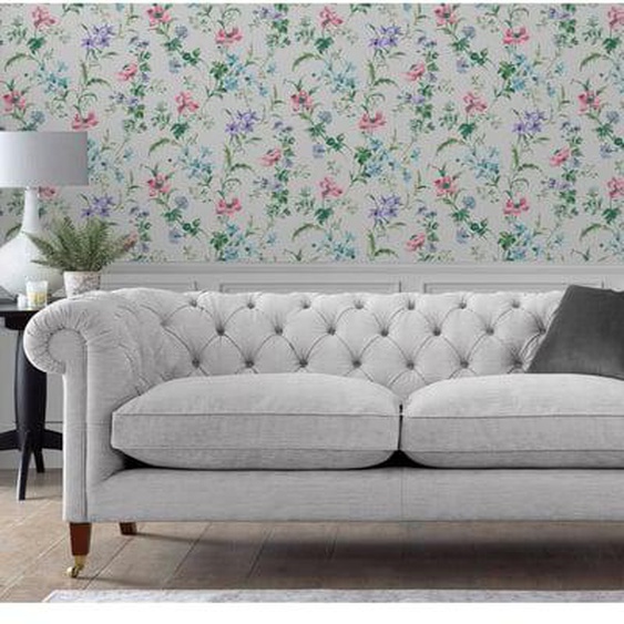 Papier peint Laura Ashley Poppy Meadow Pale 1005 x 52cm Rose, mauve, vert, bleu