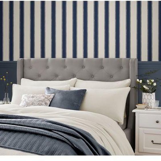 Papier peint Laura Ashley Rayures Denwick Midnight 1005 x 52cm Bleu, beige
