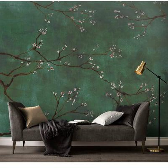 Papier peint panoramique Cerisiers japonais 280 x 300cm Vert