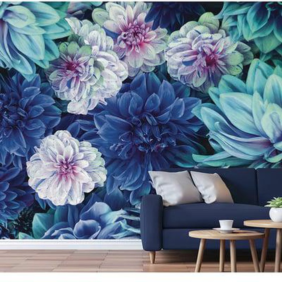 Papier peint panoramique Dahlia Bleu Xl