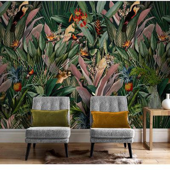 Papier peint panoramique Flore et Faune Exotique 280 x 200cm Multicolore