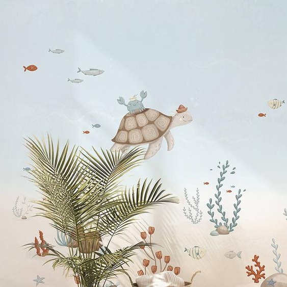 Papier peint panoramique Fonds marins Les baleines bleu