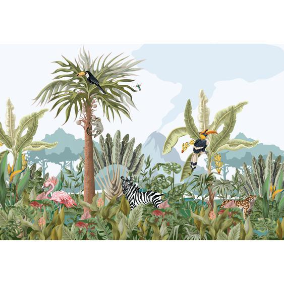 Papier peint panoramique jungle préencollé oasis tropical H 250 x L 360 cm