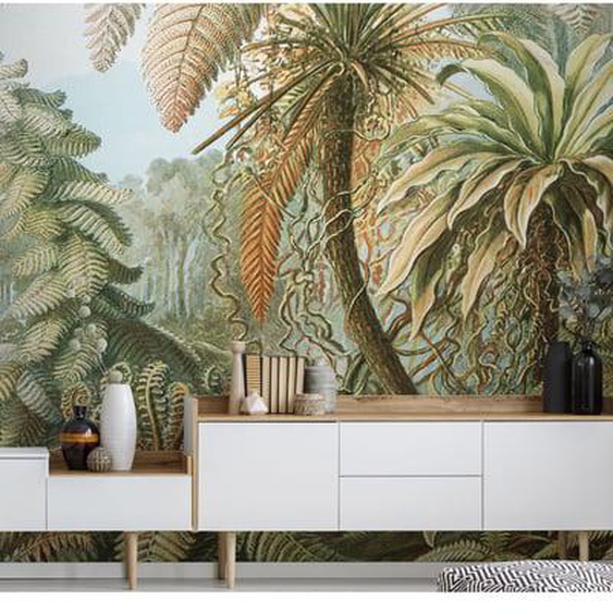 Papier peint panoramique Jungle Tropicale 280 x 200cm Vert, bleu