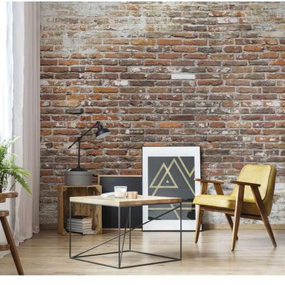 Papier peint panoramique Mur Loft Urbain 280 x 300cm Rouge, beige