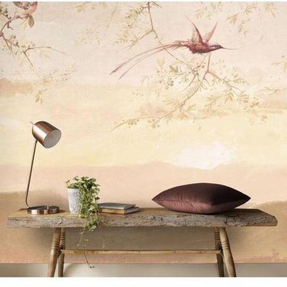 Papier peint panoramique Sunset Birds 280 x 200cm Rose, taupe