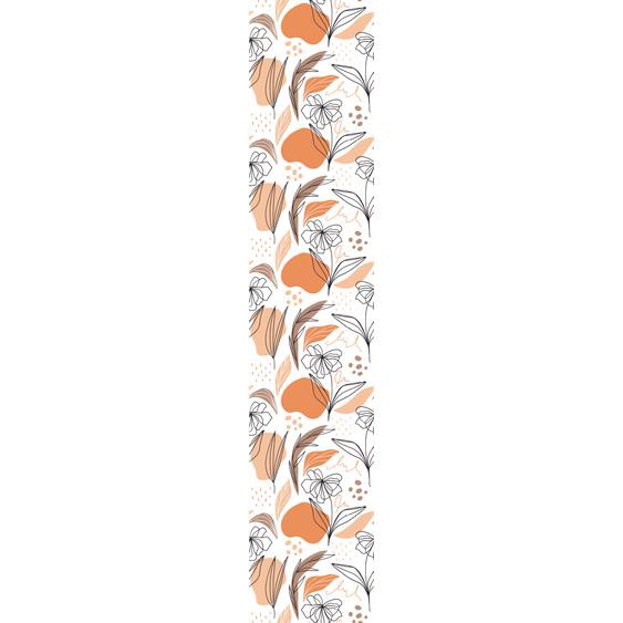 Papier peint préencollé abstrait fleurs blanc et orange H300 x L60 cm