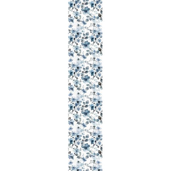 Papier peint préencollé aquarelles fleurs gris-bleu H300 x L60 cm