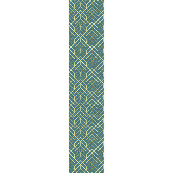 Papier peint préencollé art déco scandinave nuance bleu H300 x L60 cm