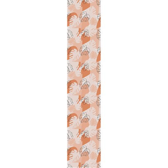 Papier peint préencollé art moderne feuilles de Monstera orange H300 x L60 cm