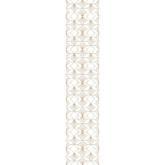 Papier peint préencollé motif art déco géométrique blanc H300 x L60 cm