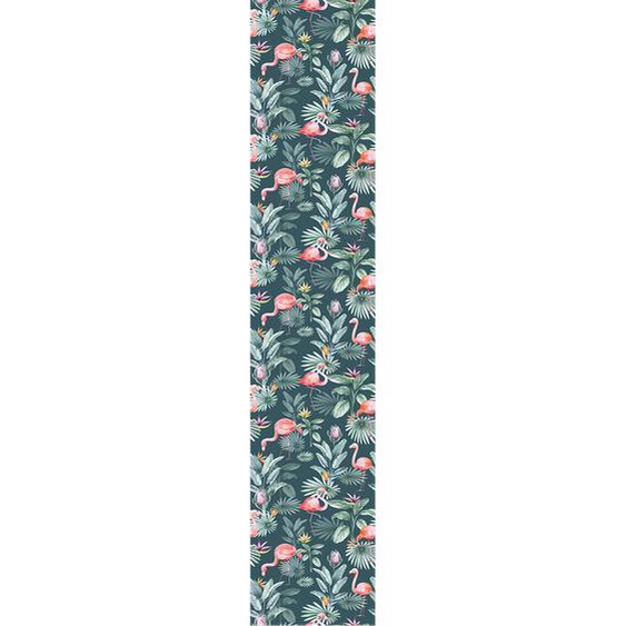 Papier peint préencollé oiseaux tropicaux roses et fleurs du paradis H300 x L60 cm