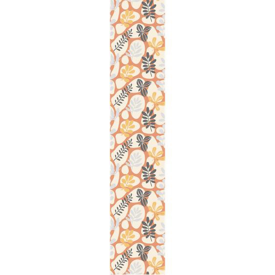 Papier peint préencollé orange feuilles tropicales H300 x L60 cm
