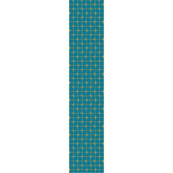 Papier peint préencollé rétro bleu canard et jaune H300 x L60 cm
