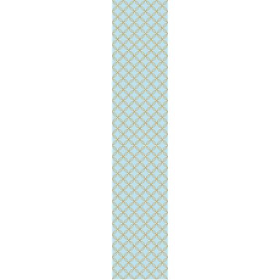 Papier peint préencollé rétro ornements aquamarine et jaune H300 x L60 cm