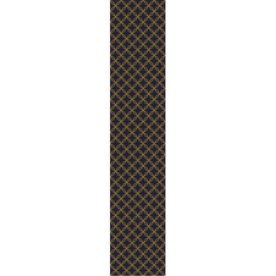 Papier peint préencollé rétro ornements bleu foncé et jaune H300 x L60 cm