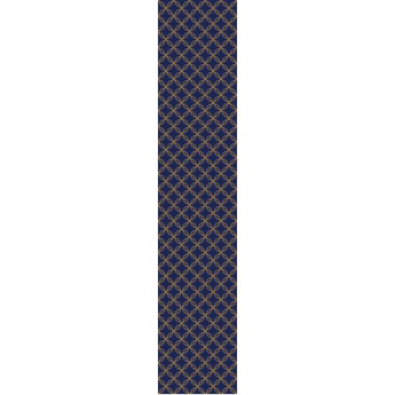 Papier peint préencollé rétro ornements bleu marine et jaune H300 x L60 cm