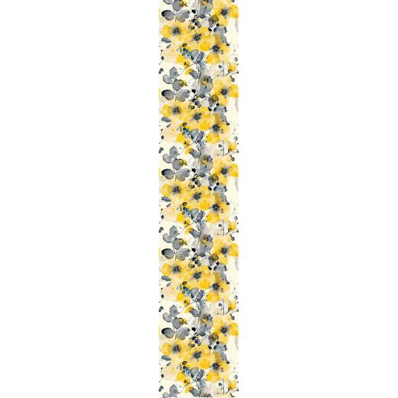 Papier peint préencollé scandinave fleurs aquarelles jaunes H300 x L60 cm