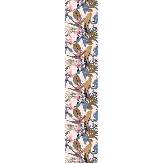 Papier peint préencollé tropical rose feuilles de bananier et fleurs de paradis H300 x L60 cm