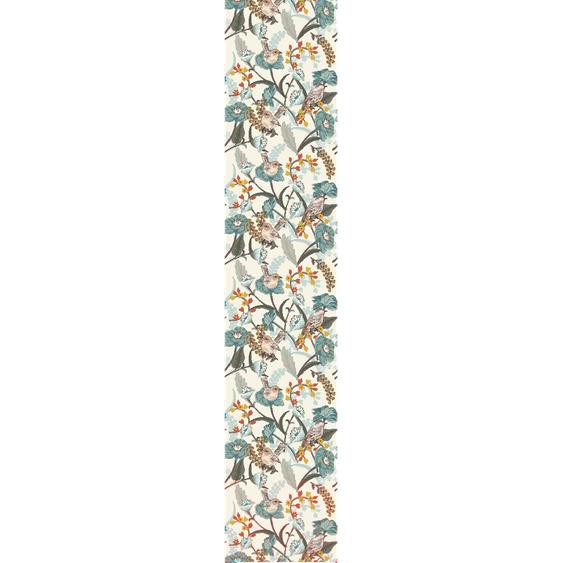 Papier peint préencollé vintage fleurs bleues et moineaux H300 x L60 cm