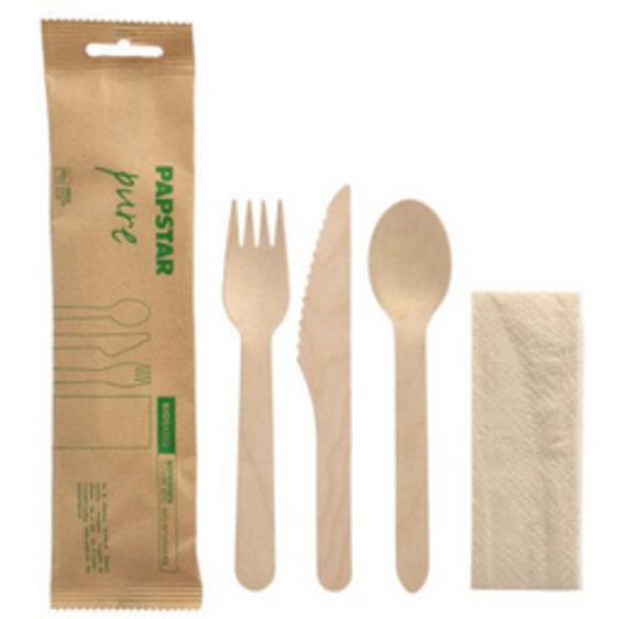 Kit de couverts pure, en bois de bouleau, 4 pièces