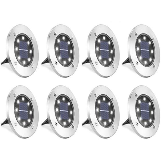 Paquet de 10 lumières de pelouse extérieures lampes de sol de jardin solaires étanches IP65, lumières décoratives de pelouse blanches pour allées de