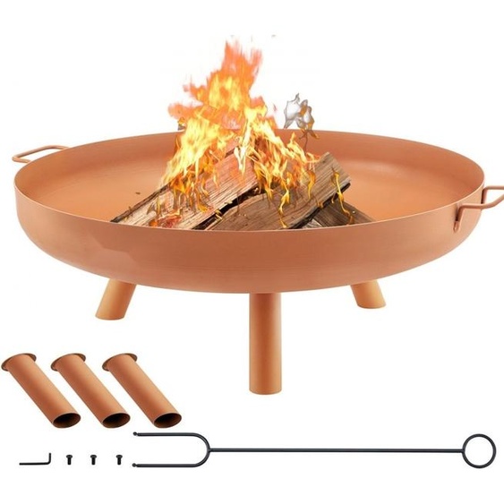 Parabole de feu 77cm de diamètre, 15cm de profondeur - Corbeille de feu 28cm de hauteur acier carbone - Feu de jardin Corbeille de feu Foyer avec pieds de support - BBQ, chauffage, terrasse, feu de camp