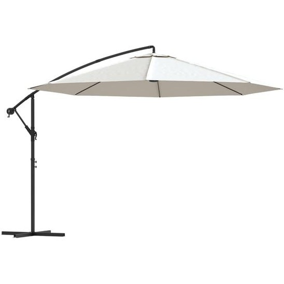 Parasol de jardin en porte-à-faux 3,5 m blanc sable