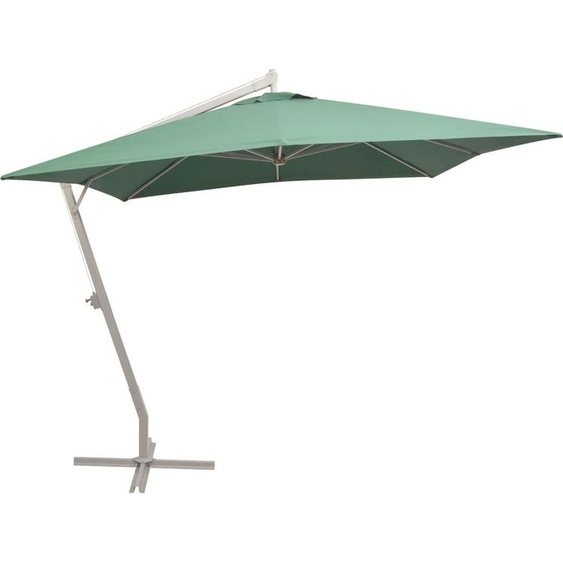 Parasol suspendu avec poteau en aluminium 300x300 cm vert
