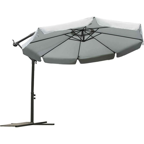 Parapluie de jardin pliant 8 segments gris 350cm