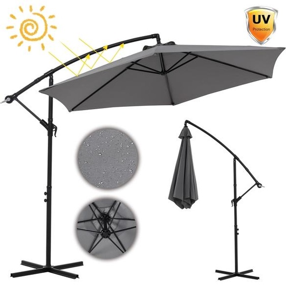 Parapluie Ø3 m Vert inclinable avec manivelle pour jardin & terrasse