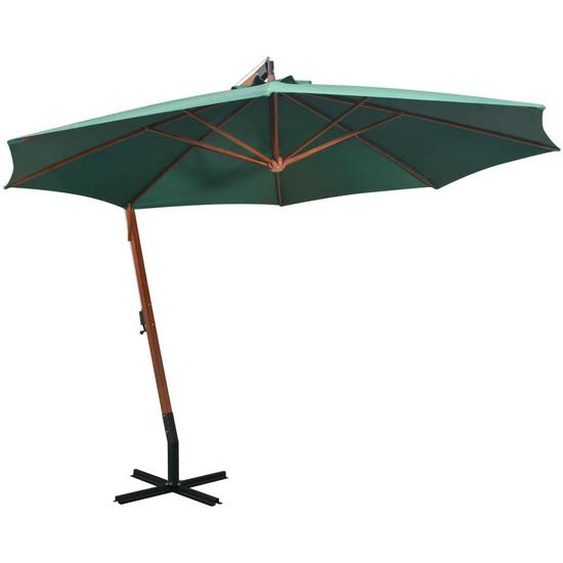 Parasol 350 cm Poteau en bois Vert