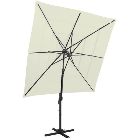 Parasol à 4 niveaux avec mât en aluminium Sable 250x250 cm