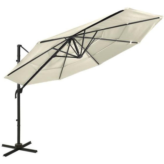 Parasol à 4 niveaux avec mât en aluminium Sable 3x3 m