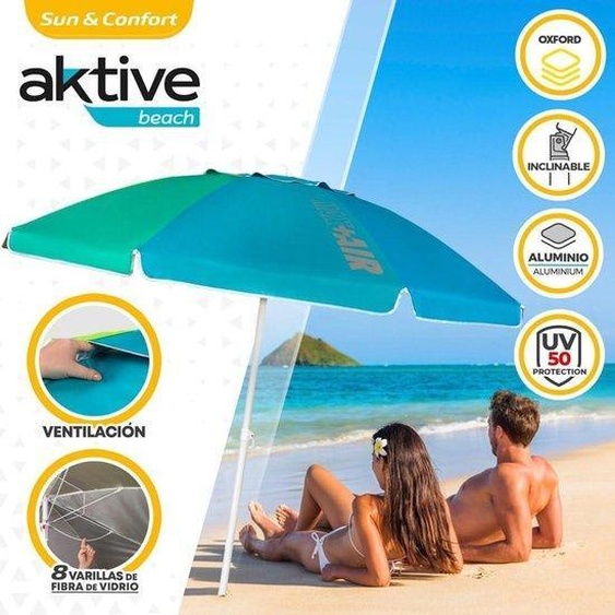 Parasol anti-vent et anti-UV, grand format (Ø 200 cm), flexible, avec housse de transport, mât de 28 à 32 mm