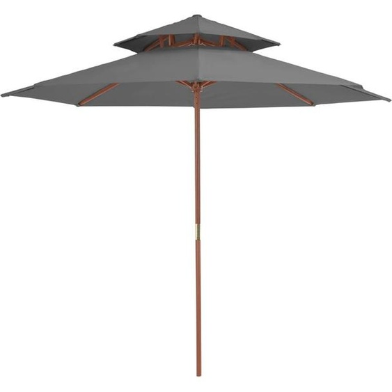 Parasol avec aération et mât en bois 270 cm Anthracite