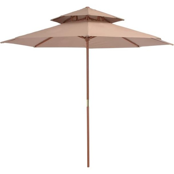 Parasol avec aération et mât en bois 270 cm Taupe