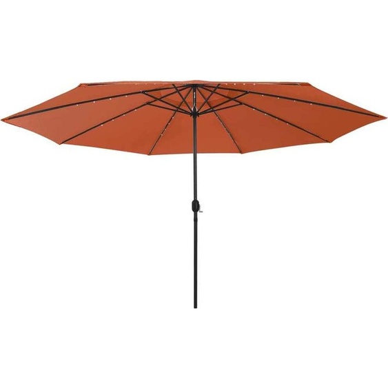 Parasol de jardin avec lumières LED et mât en métal terre cuite
