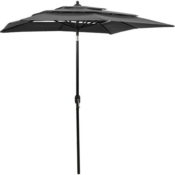 Parasol de jardin à 3 niveaux avec mât en aluminium anthracite