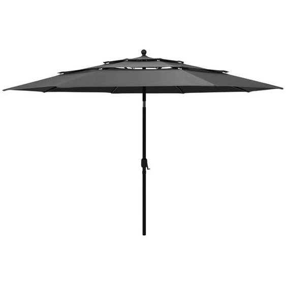 Parasol avec mât en aluminium 3 couches anthracite 3,5 m